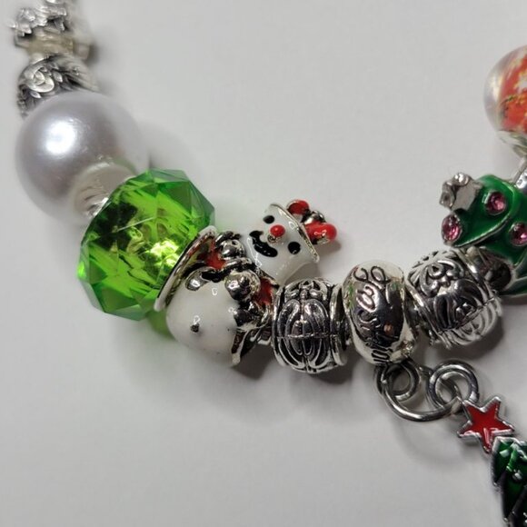 NWT Pandora Style Christmas Charm Bracelet Christmas Tree, Snowman, Red, Green - Picture 5 of 8